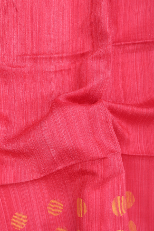 Bailu Silk Saree In Coral Pink With Threadwork Border
