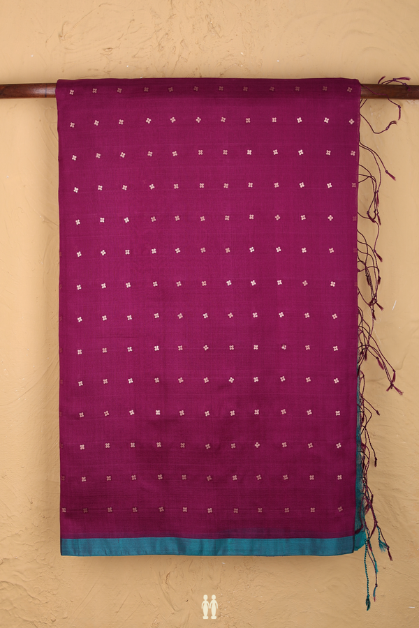 Bailu Silk Saree In Grape Purple With Chamki Work