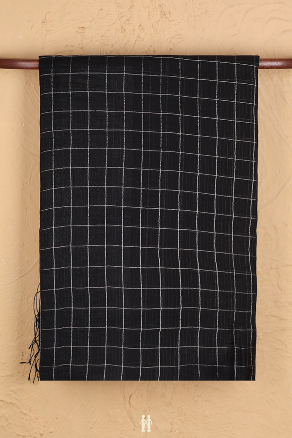 Bailu Silk Saree In Black With Checks Design