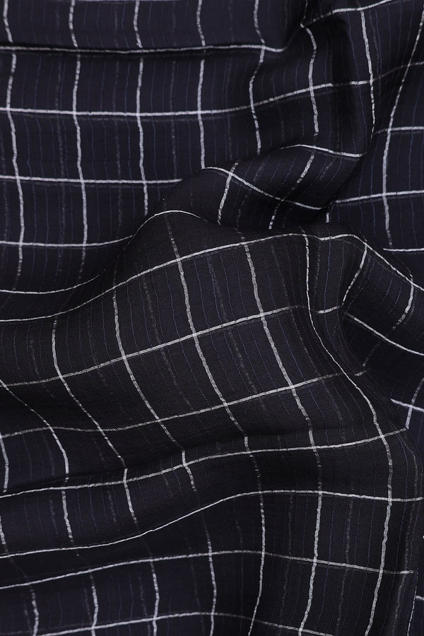 Bailu Silk Saree In Black With Checks Design