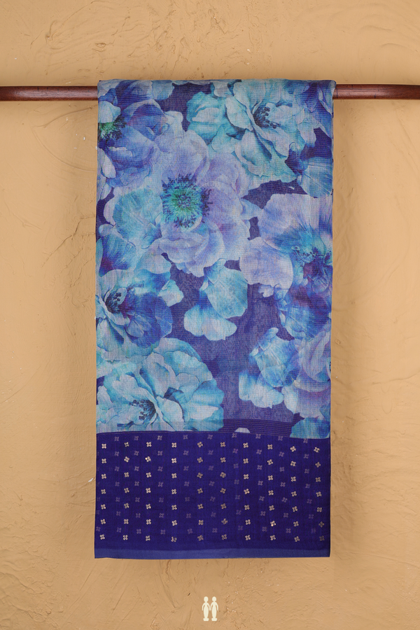 Bailu Silk Saree In Blue With Floral Printed Design