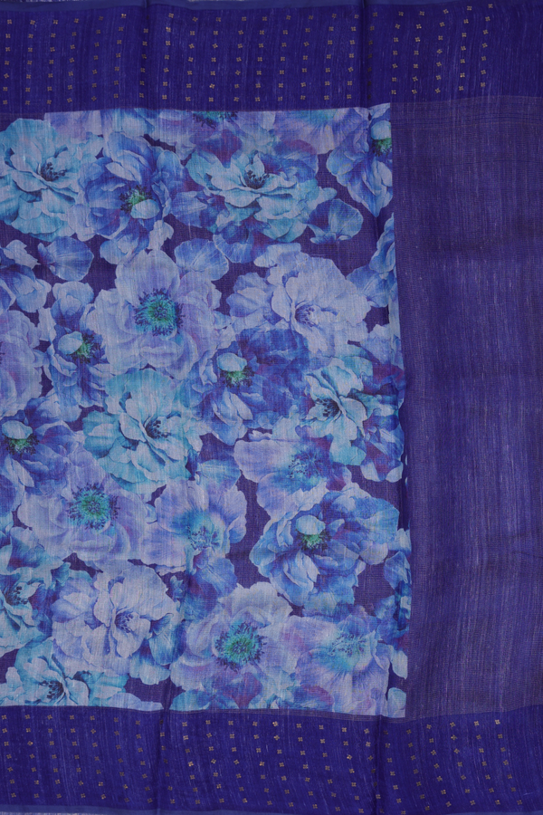 Bailu Silk Saree In Blue With Floral Printed Design