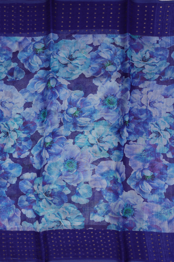 Bailu Silk Saree In Blue With Floral Printed Design