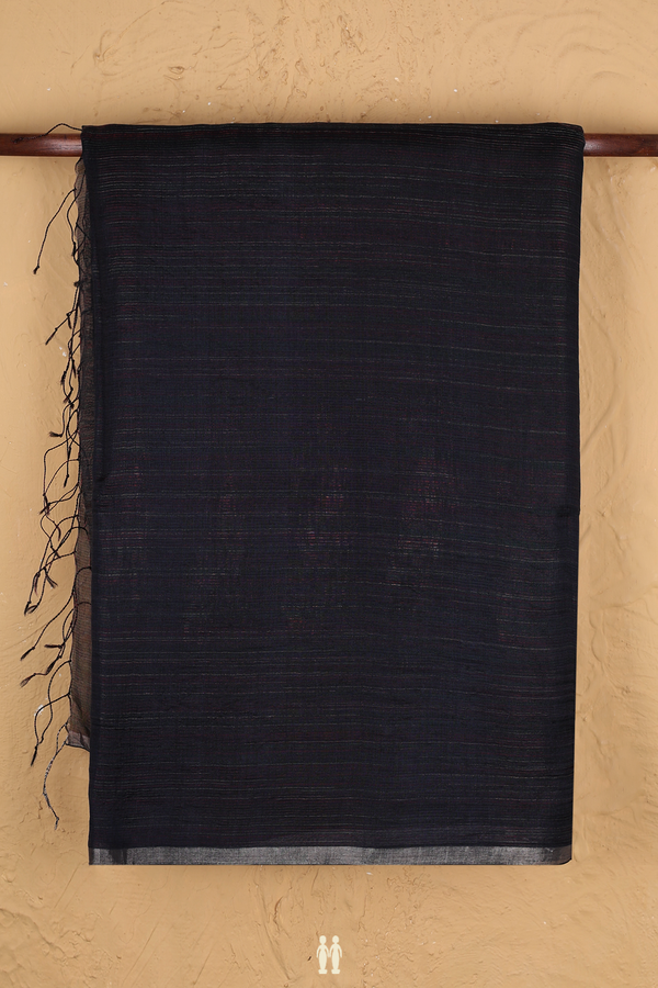 Bailu Silk Saree In Midnight Blue With Stripes Design