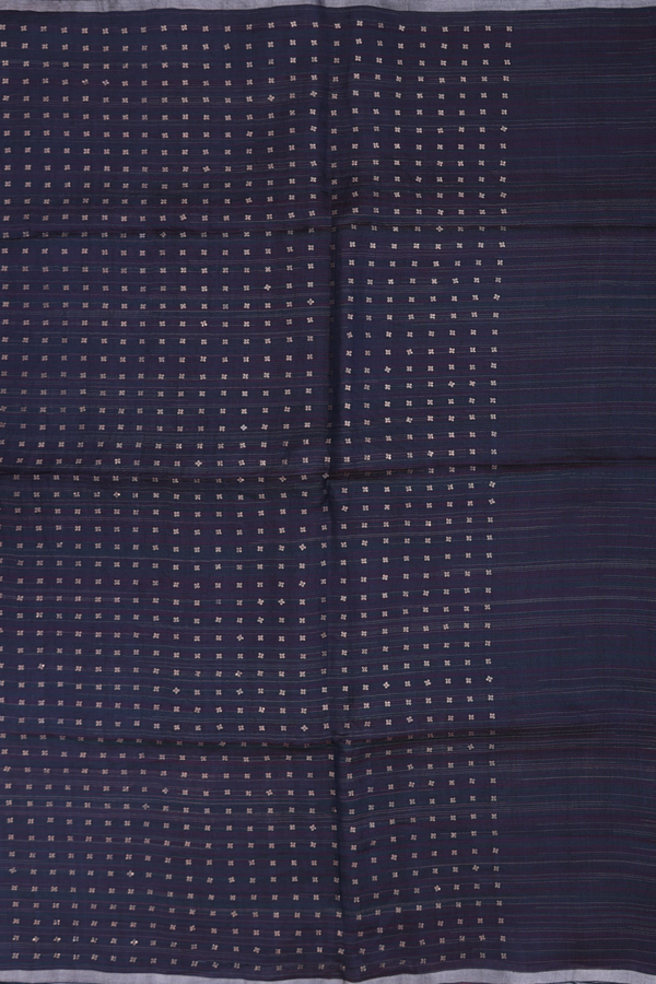 Bailu Silk Saree In Midnight Blue With Stripes Design