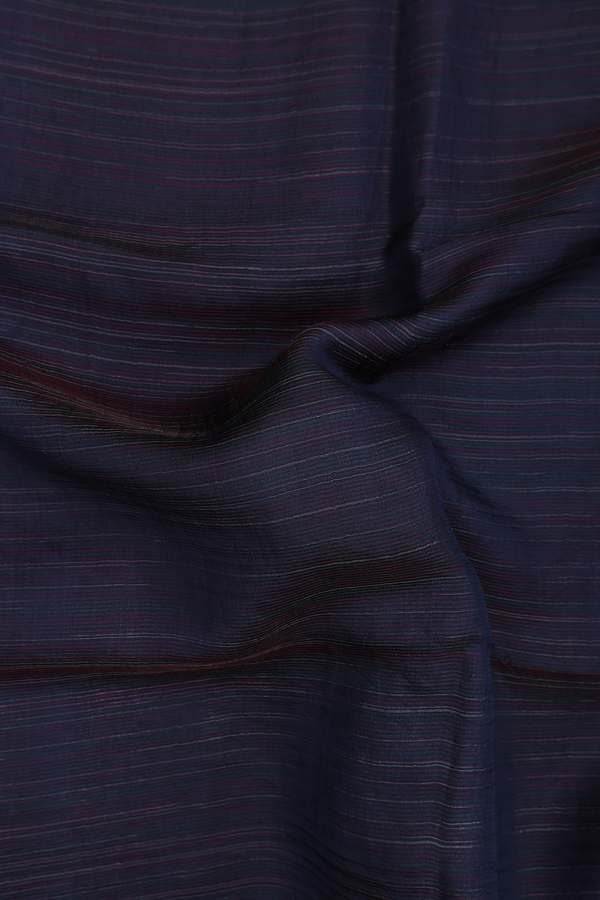 Bailu Silk Saree In Midnight Blue With Stripes Design