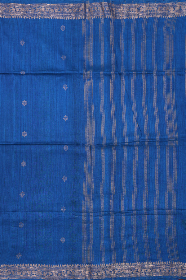 Bailu Silk Saree In Blue With Zari Buttas