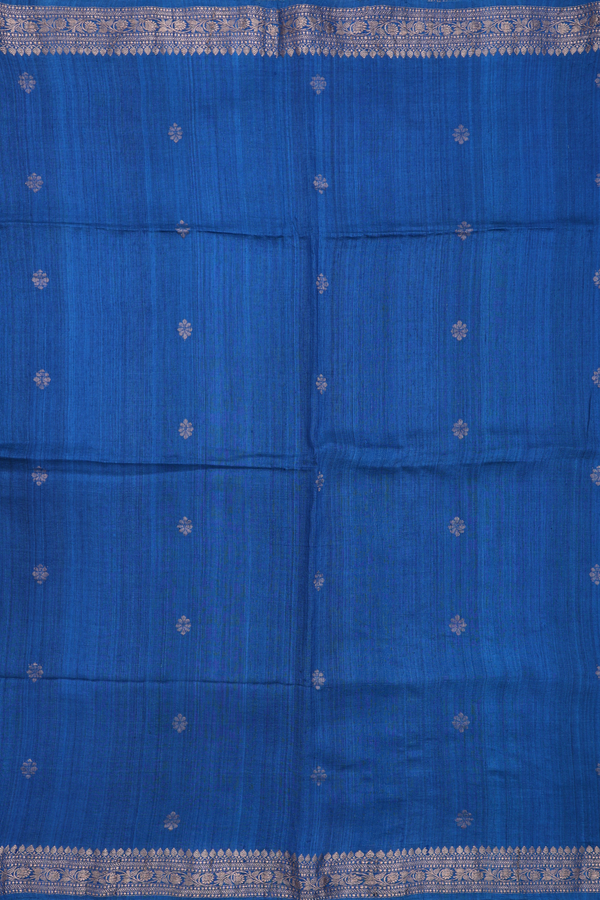 Bailu Silk Saree In Blue With Zari Buttas