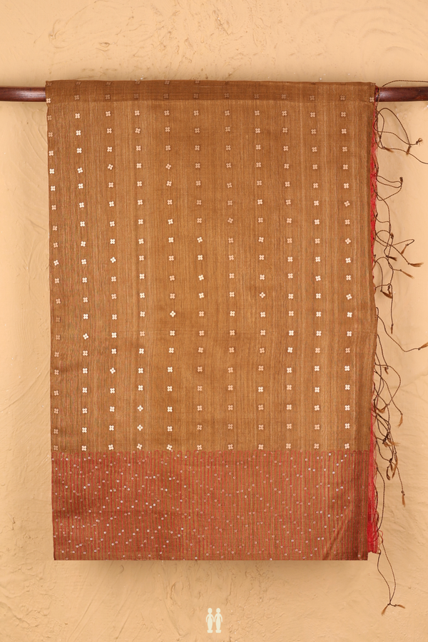 Bailu Silk Saree In Brown With Chamki Work