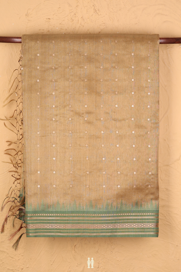 Bailu Silk Saree In Brown With Chamki Work