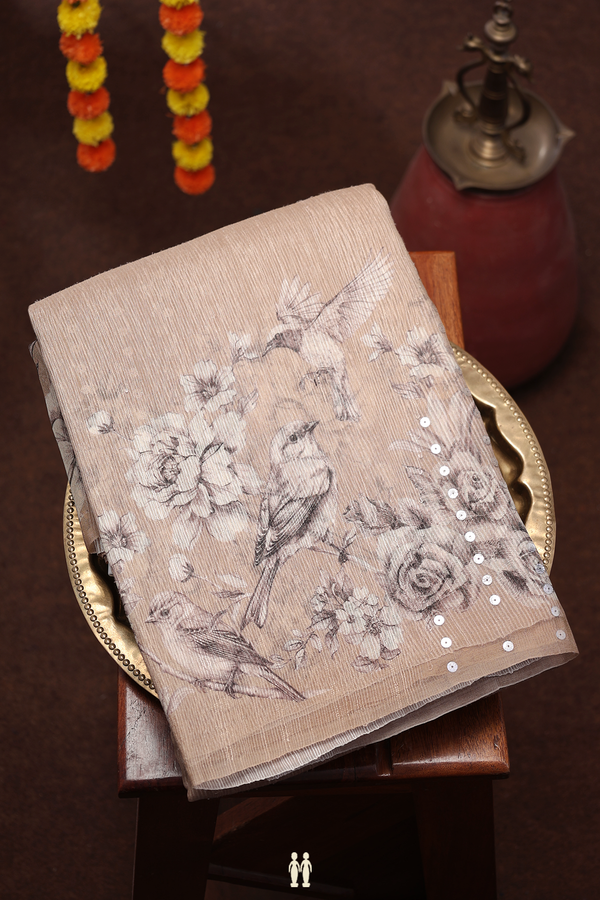 Bailu Silk Saree In Brown With Chamki Work
