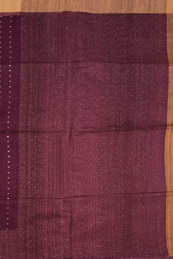 Bailu Silk Saree In Plum Brown With Chamki Work
