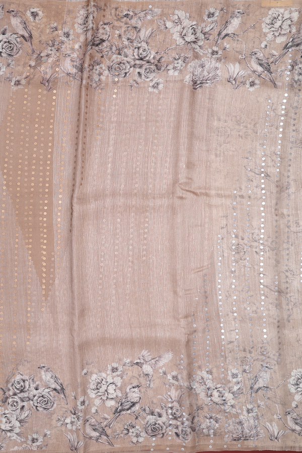 Bailu Silk Saree In Brown With Chamki Work
