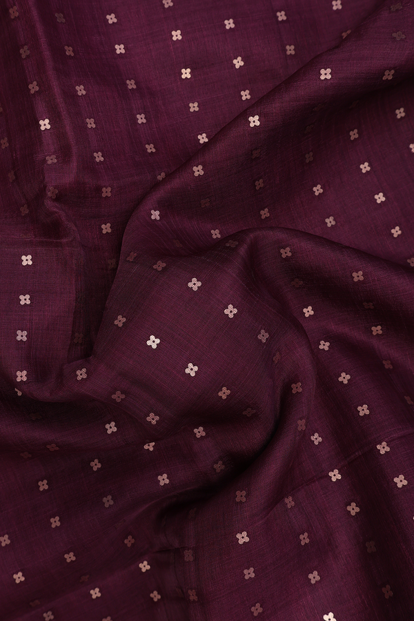 Bailu Silk Saree In Plum Brown With Chamki Work
