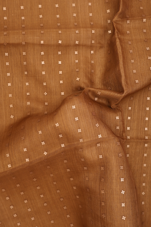 Bailu Silk Saree In Brown With Chamki Work