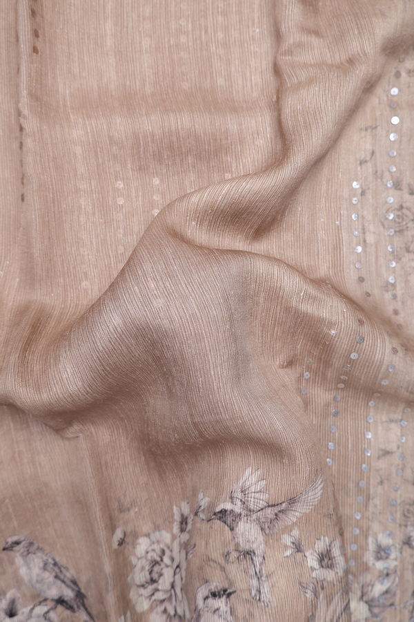 Bailu Silk Saree In Brown With Chamki Work