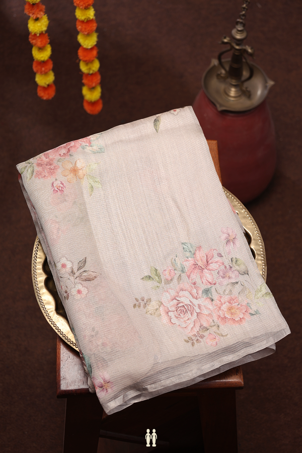 Bailu Silk Saree In Brown With Floral Printed Design
