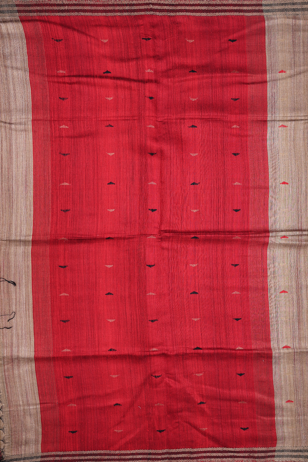 Bailu Silk Saree In Brown With Threadwork Buttas