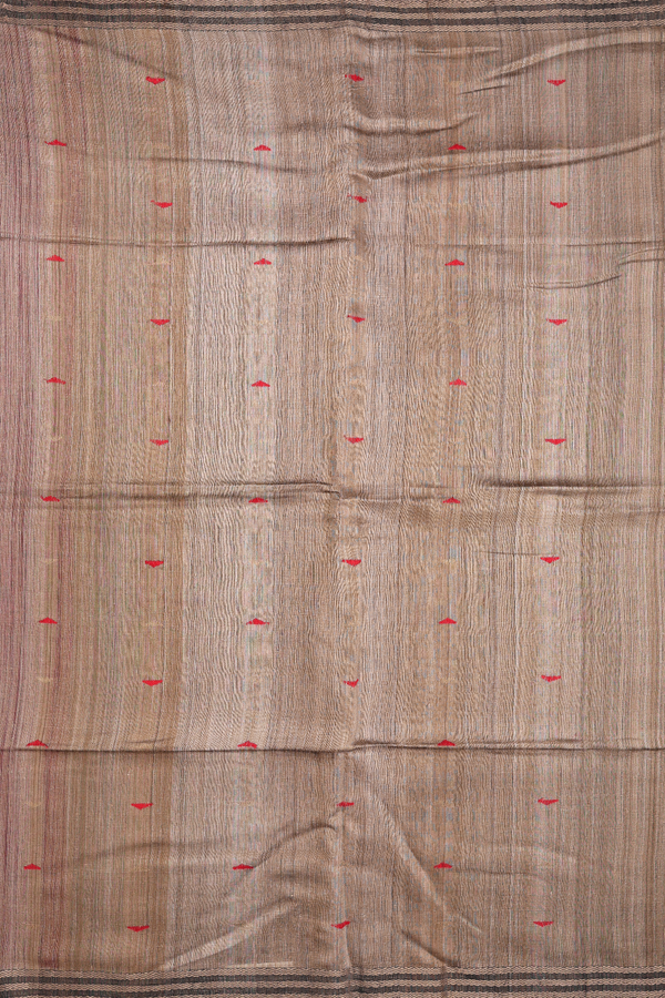 Bailu Silk Saree In Brown With Threadwork Buttas