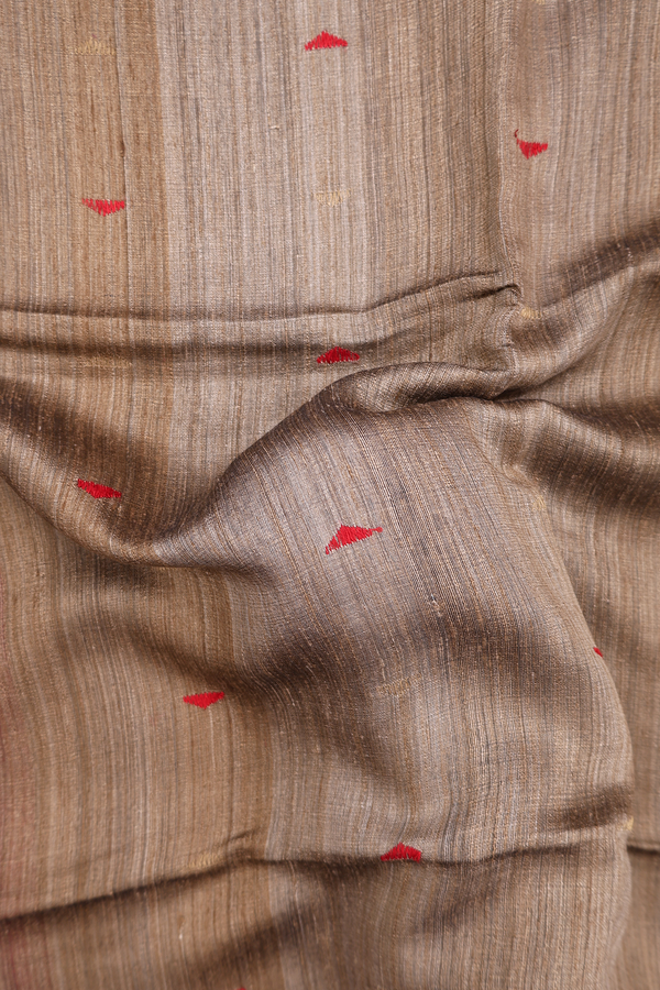 Bailu Silk Saree In Brown With Threadwork Buttas