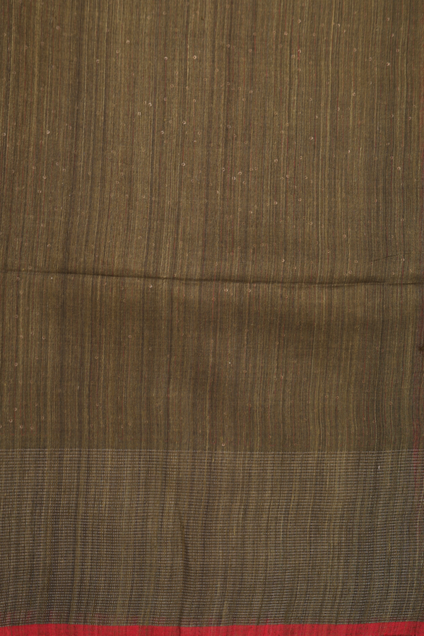 Bailu Silk Saree In Brownish Green With Chamki Work