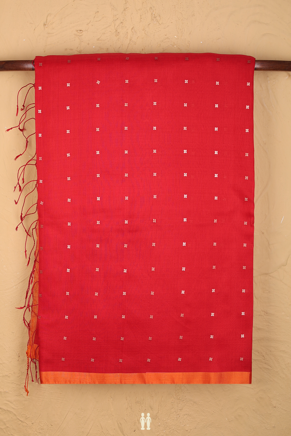 Bailu Silk Saree In Chilli Red With Chamki Work