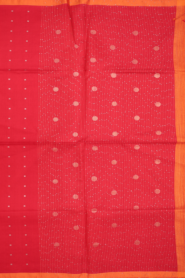 Bailu Silk Saree In Chilli Red With Chamki Work