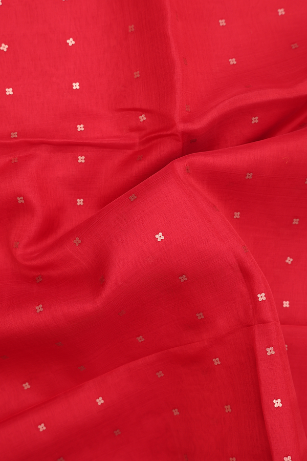 Bailu Silk Saree In Chilli Red With Chamki Work