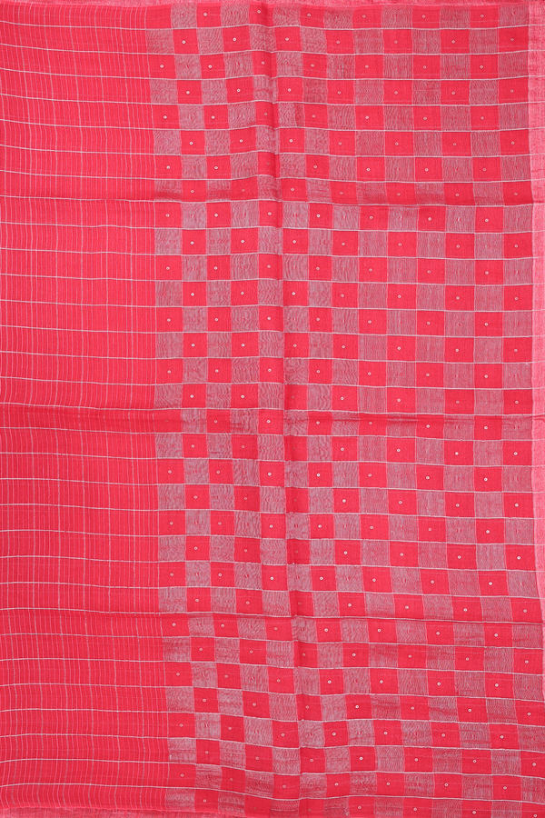 Bailu Silk Saree In Chilli Red With Checks Design