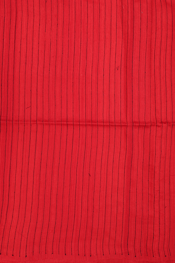 Bailu Silk Saree In Chilli Red With Threadwork Border