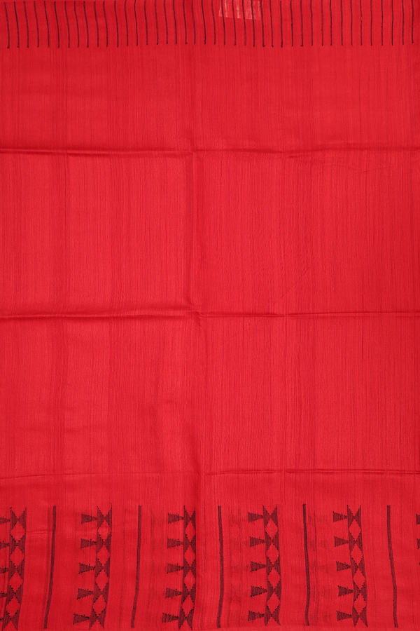 Bailu Silk Saree In Chilli Red With Threadwork Border