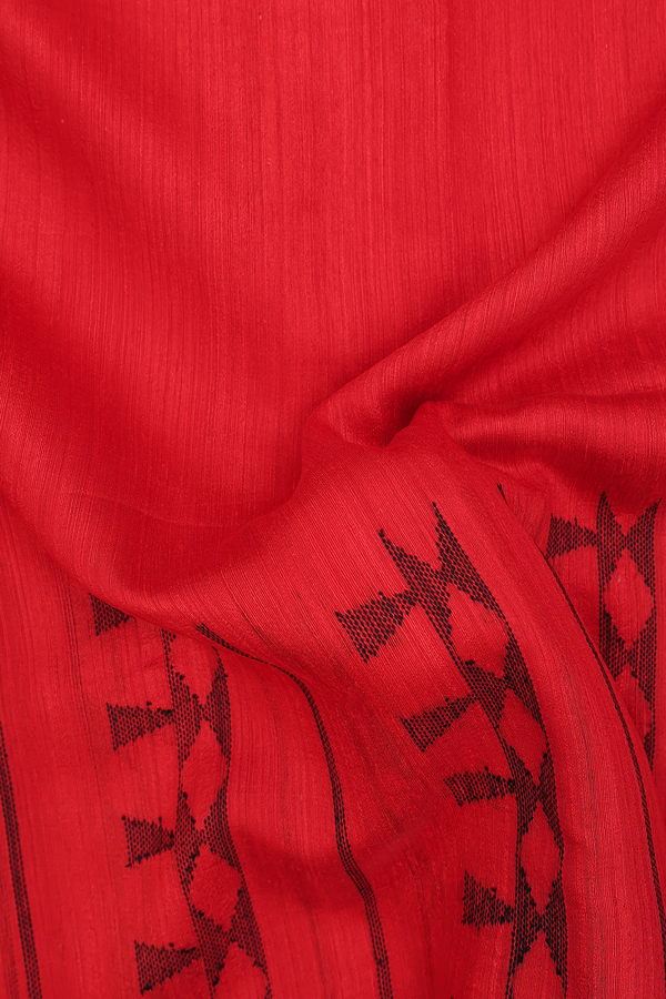 Bailu Silk Saree In Chilli Red With Threadwork Border