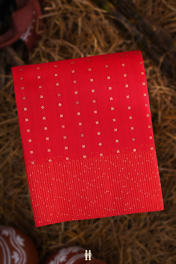 Bailu Silk Saree In Crimson Red With Chamki Work