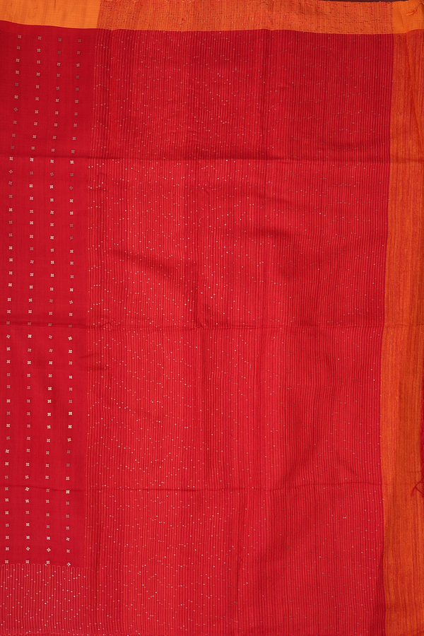 Bailu Silk Saree In Crimson Red With Chamki Work