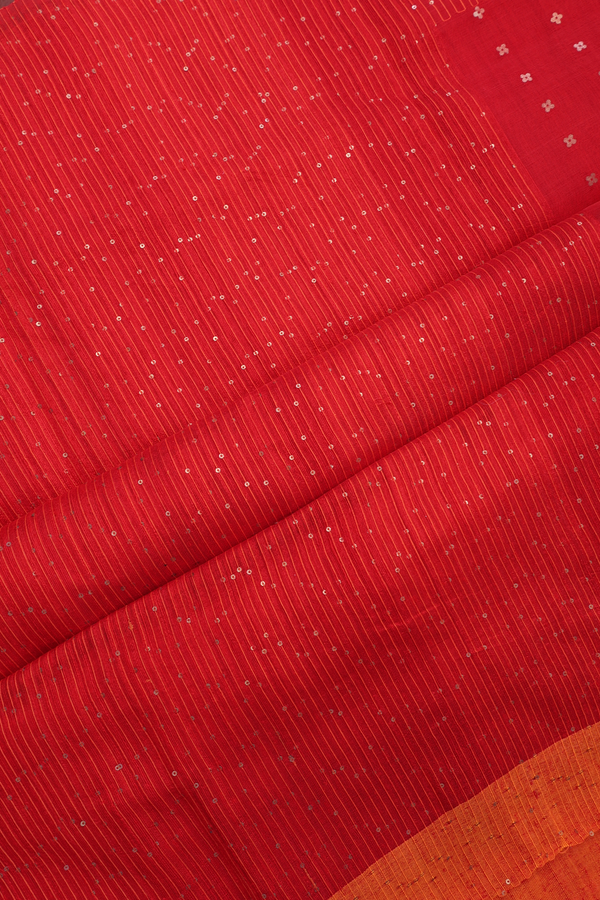 Bailu Silk Saree In Crimson Red With Chamki Work