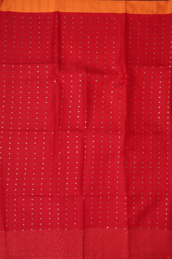 Bailu Silk Saree In Crimson Red With Chamki Work