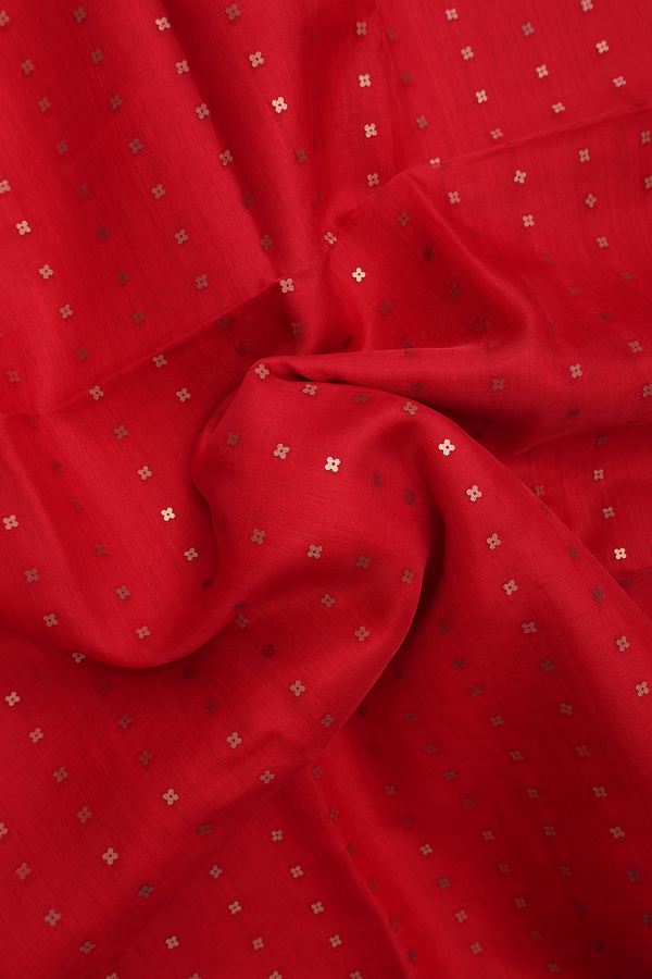 Bailu Silk Saree In Crimson Red With Chamki Work