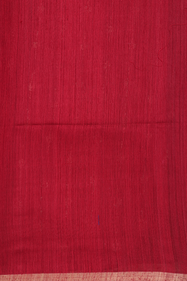 Bailu Silk Saree In Crimson Red With Zari Buttas