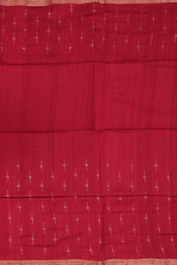 Bailu Silk Saree In Crimson Red With Zari Buttas