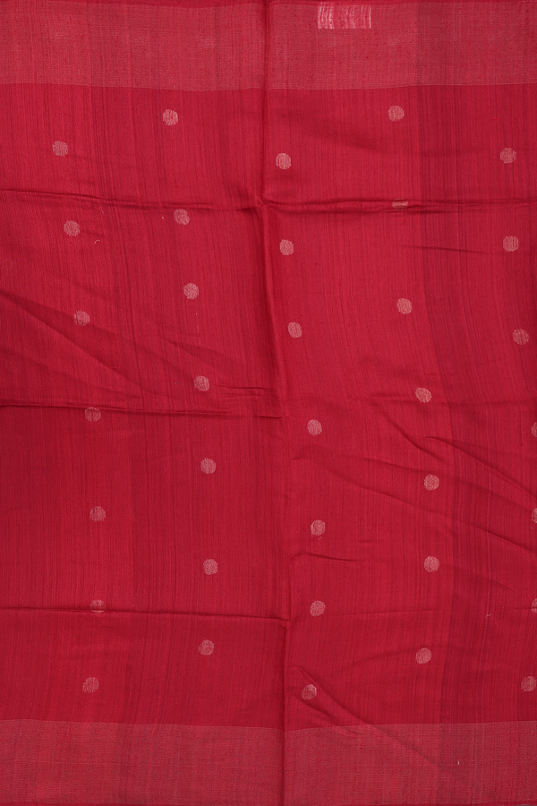 Bailu Silk Saree In Crimson Red With Zari Buttas