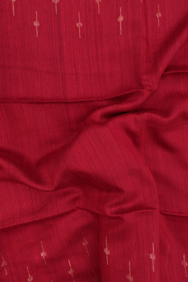Bailu Silk Saree In Crimson Red With Zari Buttas