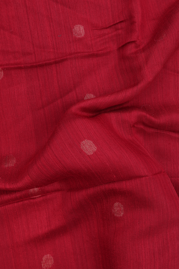 Bailu Silk Saree In Crimson Red With Zari Buttas