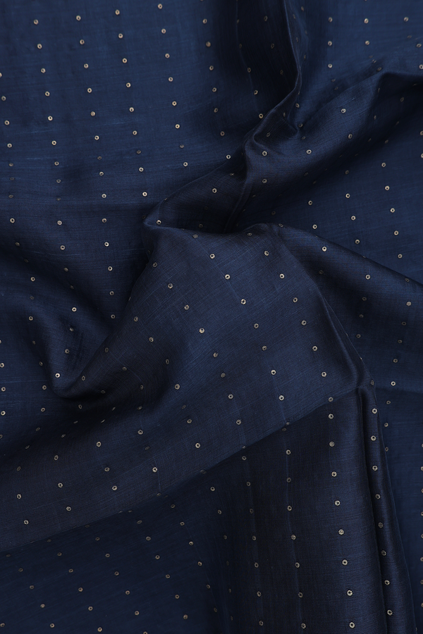 Bailu Silk Saree In Dark Prussian Blue With Chamki Work