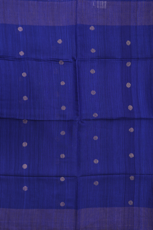 Bailu Silk Saree In Dark Royal Blue With Zari Buttas