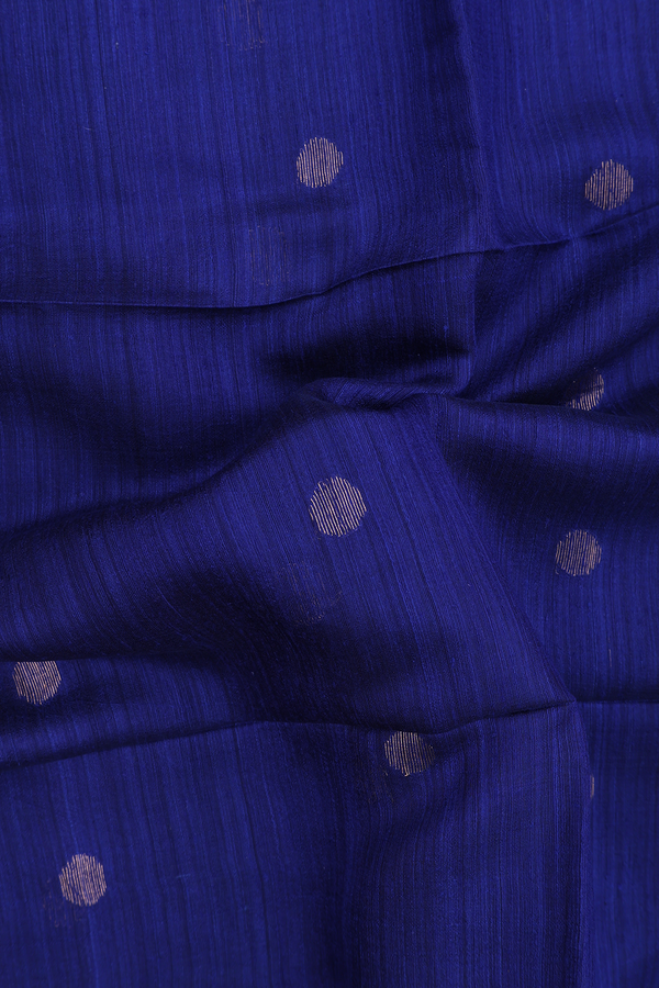 Bailu Silk Saree In Dark Royal Blue With Zari Buttas