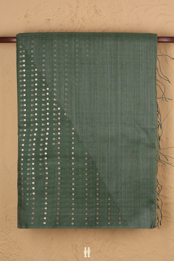 Bailu Silk Saree In Dusty Green With Chamki Work