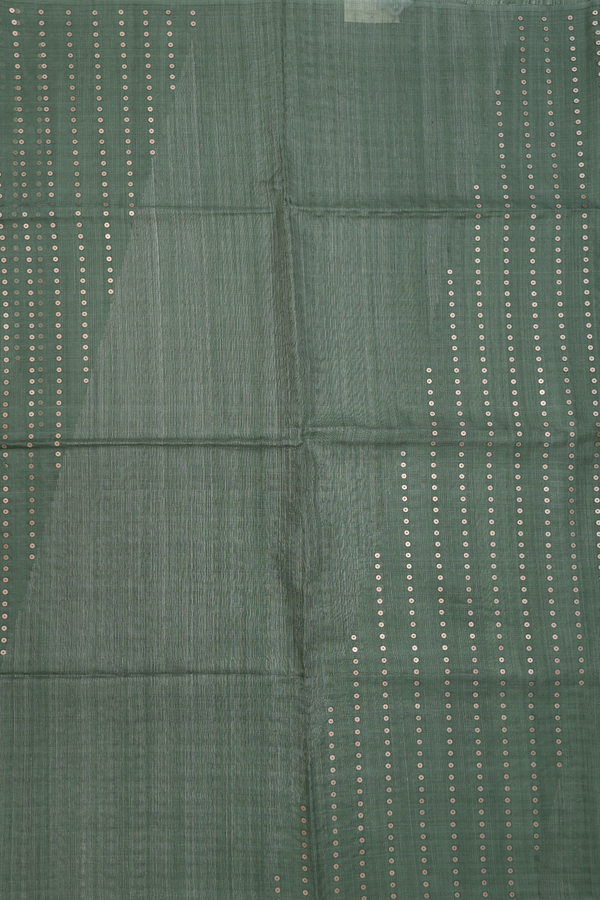 Bailu Silk Saree In Dusty Green With Chamki Work