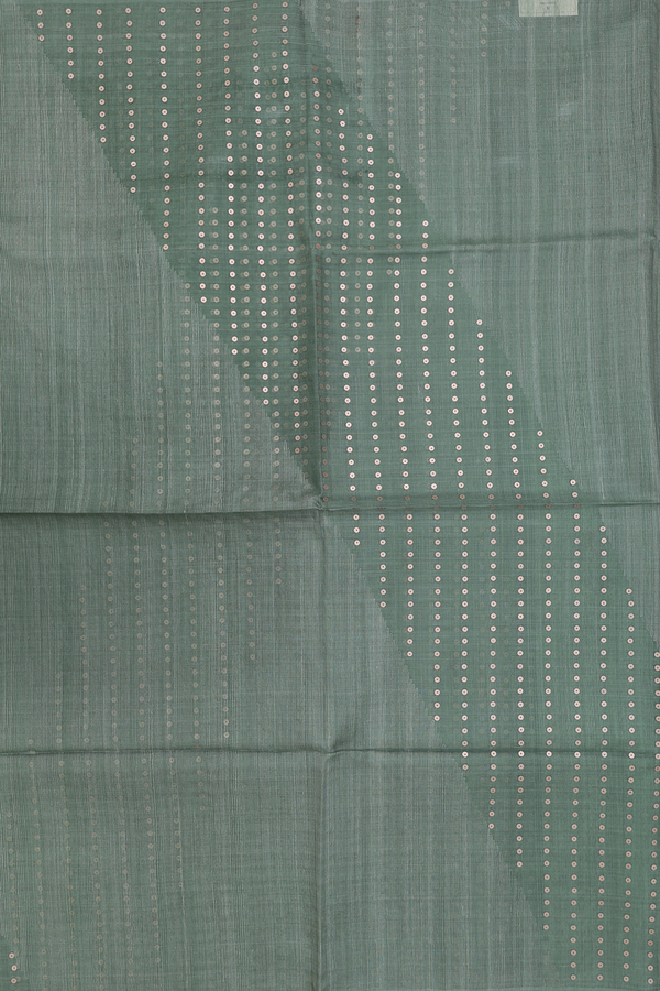 Bailu Silk Saree In Dusty Green With Chamki Work