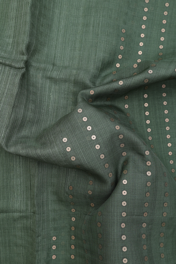 Bailu Silk Saree In Dusty Green With Chamki Work