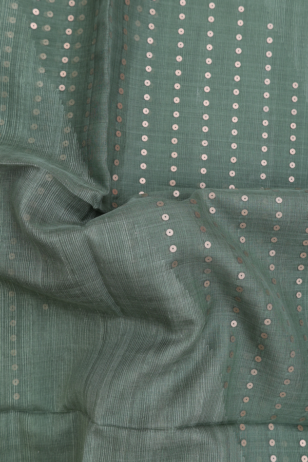 Bailu Silk Saree In Dusty Green With Chamki Work
